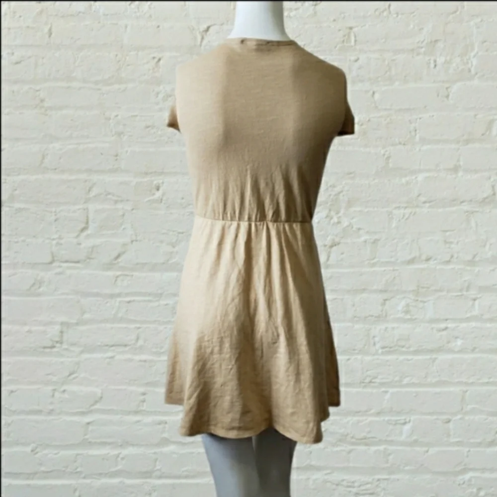 Zara Knit medium tan embroidered floral cotton faux wrap mini dress - Picture 9 of 12